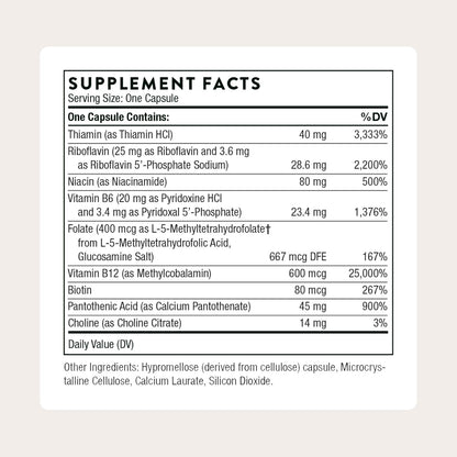 THORNE B-Complex #12, 8 Active B Vitamins & Choline, 60 Capsules