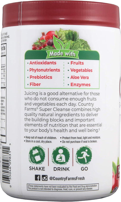 COUNTRY FARMS Super Cleanse, Super Juice Cleanse, Supports Healthy Digestive System, 34 Fruits and Vegetables, Promotes Natural Detoxification, Promote Healthy Weight Management, 28 Servings
