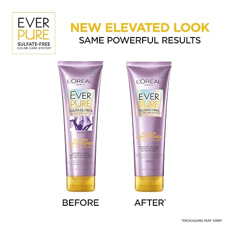 L'Oreal Paris EverPure Blonde Sulfate Free Shampoo for Color-Treated Hair, Neutralizes Brass + Balances, For Blonde Hair, 2 Count (8.5 Fl; Oz each) (Packaging May Vary)