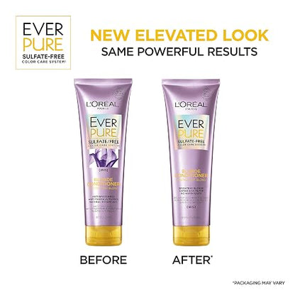 L'Oreal Paris EverPure Blonde Sulfate Free Shampoo for Color-Treated Hair, Neutralizes Brass + Balances, For Blonde Hair, 2 Count (8.5 Fl; Oz each) (Packaging May Vary)