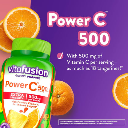 Vitafusion Extra Strength Power C Gummy Vitamins, Tropical Citrus Flavored Immune Support (1) Vitamins, 92 Count (Pack of 2)