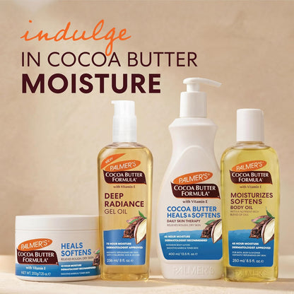 Palmer's Cocoa Butter Formula, Deep Radiance Gel Oil (8 oz), Hydrating Moisturizing Body Oil with Hyaluronic Acid, 48-Hour Hydration, For Sensitive, Eczema Prone or Oily Skin, Dermatologist-Approved