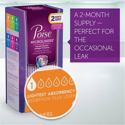Poise Microliners Regular Length, Lightest Absorbency, 54 Count