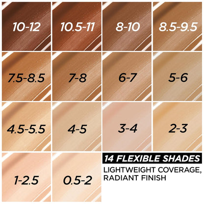 L'Oreal Paris True Match Nude Hyaluronic Tinted Serum Foundation with 1% Hyaluronic acid, Medium Deep 8.5-9.5, 1 fl. oz.
