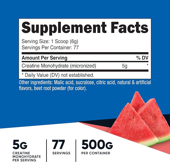 Nutricost Creatine Monohydrate Powder (Watermelon) 500 Gram, Micronized