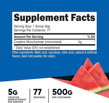 Nutricost Creatine Monohydrate Powder (Watermelon) 500 Gram, Micronized