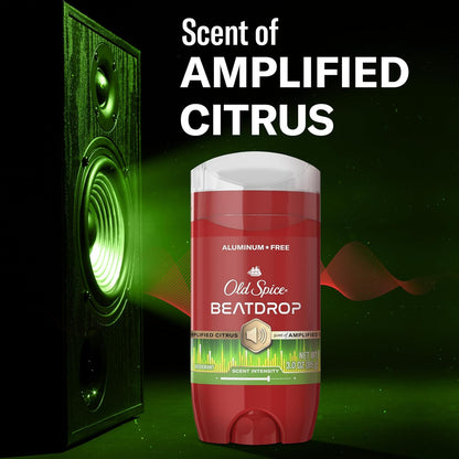 Old Spice Aluminum Free Deodorant for Men, 24/7 Odor Protection, 24/7 Signature Scent & Lasting Freshness, Goes on Clean, Beatdrop with Green Bergamot, Fir Needle, & Amber Wood Scent, 3.0 oz