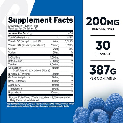 Nutricost Pre-Workout Complex Powder (Blue Raspberry) 30 Servings