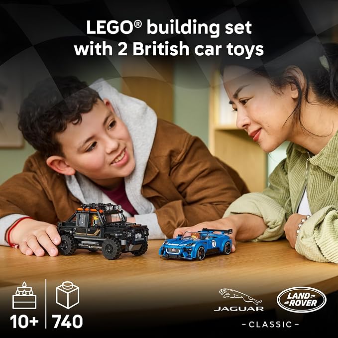 LEGO Speed Champions Jaguar Project 7 & Land Rover Defender 77264 | Building Toy for Boys & Girls, Ages 10+, Detailed Toy Cars for Kids, Play or Display Model, 740 pieces, Gift for Birthdays
