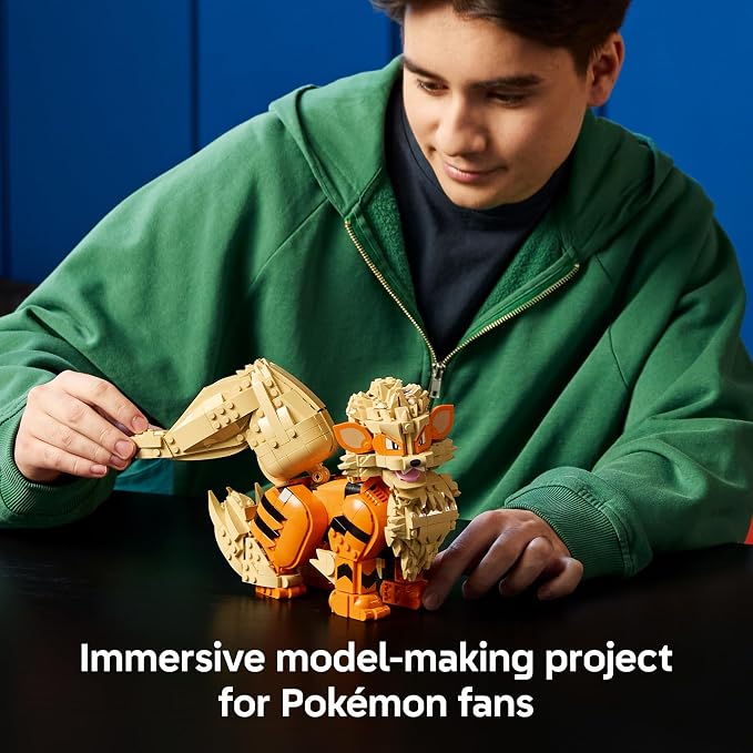 LEGO Pokémon Arcanine 72160 | Collectible Building Set for Adults, Ages 18+, Posable Pokémon Model Kit for Display, Bedroom, Desk or Book Shelf Decor