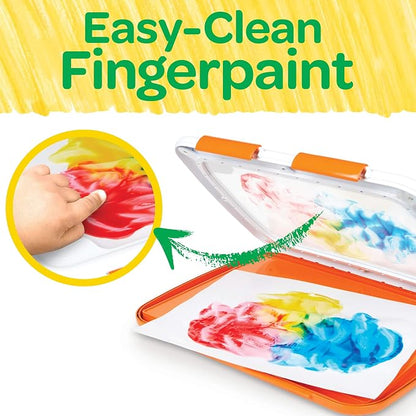 Crayola Mess Free Finger Painting Station – Washable Finger Paint for Toddlers, Spring Arts & Crafts Set, Sensory Activity, Travel Toy, Ages 1+