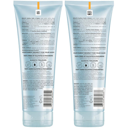 L'Oreal Paris Clarify and Restore Sulfate Free Shampoo and Conditioner Set with Antioxidants for Hard Water Exposure-and Styling Build-up,EverPure,1 Hair Care Kit,(Pack of 6)