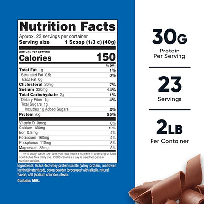 Nutricost Grass-Fed Whey Protein Isolate (Chocolate) 2LBS