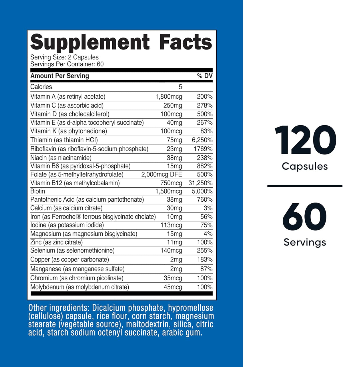 Nutricost Methylated Multivitamin 120 Capsules, 60 Servings