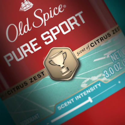 Old Spice Aluminum Free Deodorant for Men, 24/7 Odor Protection, 24/7 Freshness & Lasting Scent, Pure Sport with Citrus Zest Scent, 3 oz