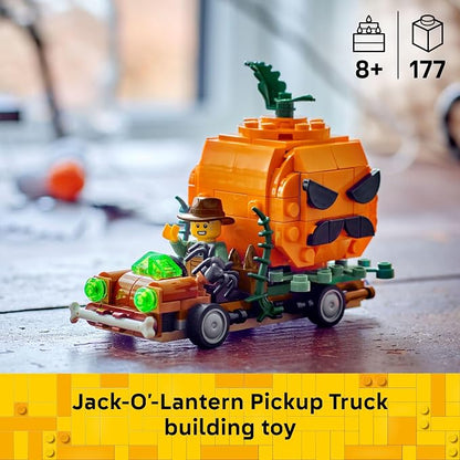 LEGO Jack-O'-Lantern Pickup Truck 40822 | Building Toys for Boys & Girls, Ages 8+, Halloween Decor & Craft, 177 pieces, Gift for Kids
