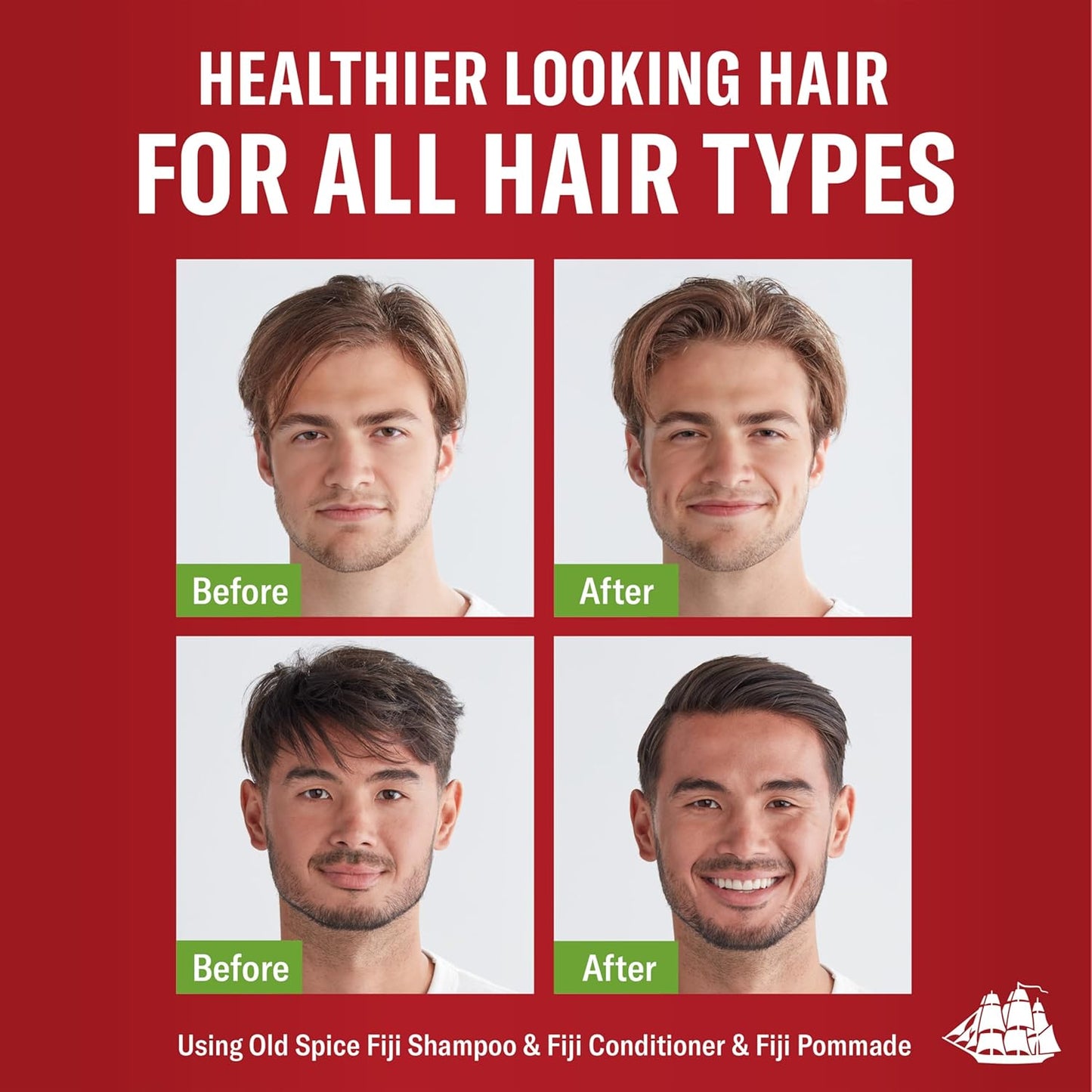 Old Spice Fiji Pomade for Men, Loose Hold, Low Shine, Men's Hair Styling, 2.22 Oz Each, Twin Pack (Pack of 4)