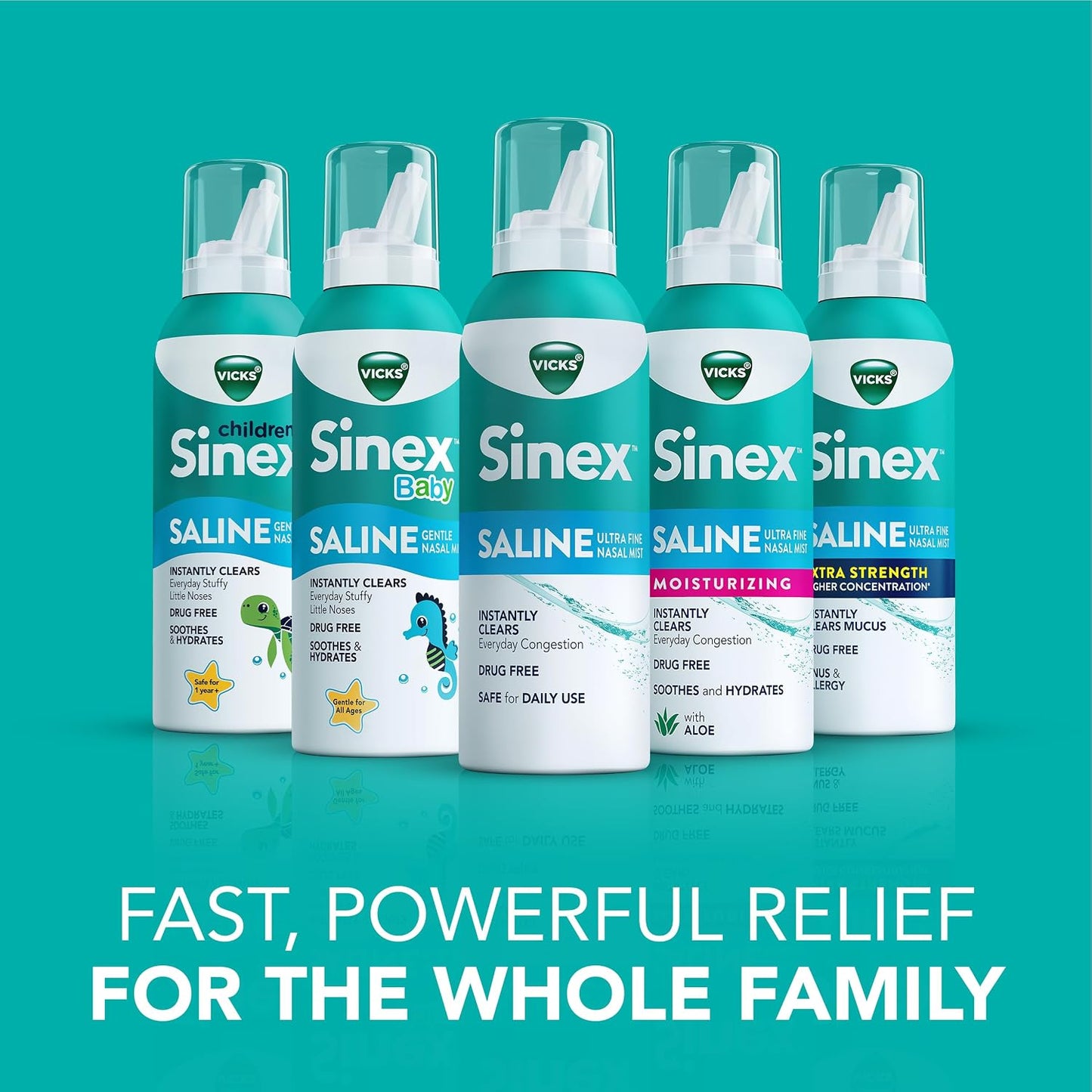Vicks Sinex SALINE Nasal Spray, Drug Free Ultra Fine Mist, Clear Everyday Sinus Congestion Fast, Clear Mucus from a Cold or Allergy, Daily Use 5.0 fl oz x 2