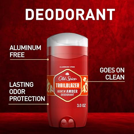 Old Spice Aluminum Free Deodorant for Men, 24/7 Odor Protection, 24/7 Freshness & Lasting Scent, Trailblazer with Amber Scent, 3.0 oz (Pack of 3)