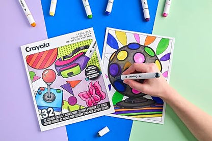 Crayola I Feel Old Adult Coloring Book, 32pg Nostalgic 90s & 00s Designs, Alcohol Marker Friendly Paper, Mindful ScreenFree Activity for Adults, Millenial Gifts