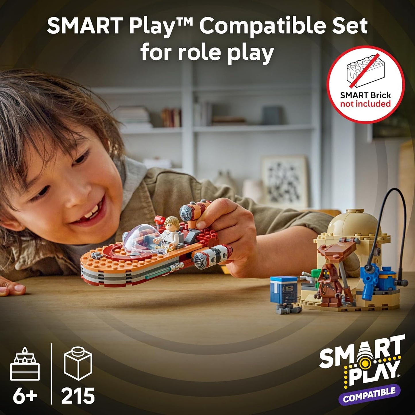LEGO Star Wars SMART Play: Luke’s Landspeeder - Building Toy for Action Play - Compatible Set with a SMART Tag and 2 Minifigures - Gift for Boys, Girls and Kids Ages 6+ - 75420