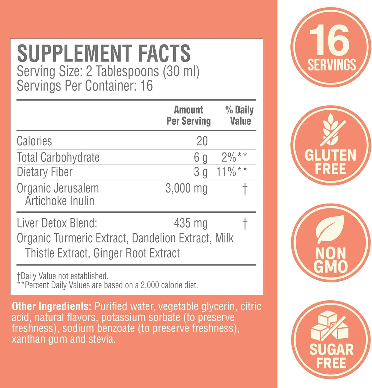 Country Farms Liver Flush Daily Dose Detox Liquid Supplement – Peach Mango Flavor – Liver & Digestive Support with Milk Thistle, Artichoke, Ginger, Turmeric & Organic Inulin Fiber, 16 Fl Oz