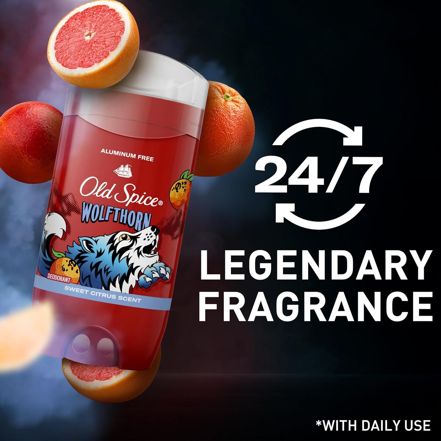 Old Spice Aluminum Free Deodorant for Men, 24/7 Long-Lasting Freshness & Scent, Long Lasting Protection to Help Fight Odors, Legendary Fragrance, Wolfthorn Sweet Citrus Scent, 3 oz (Pack of 2)