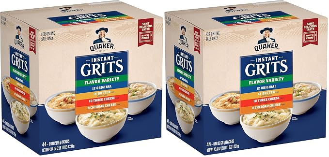 Quaker Instant Grits, 4 Flavor, 0.98oz Sachets (Pack of 88)