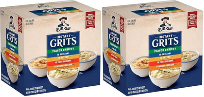 Quaker Instant Grits, 4 Flavor, 0.98oz Sachets (Pack of 88)