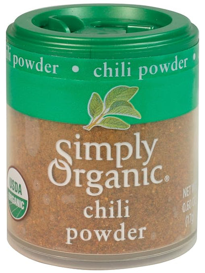 Simply Organic Chili Powder, Certified Organic, Kosher, Mini Spices | 0.6 Ounce (Pack of 6)