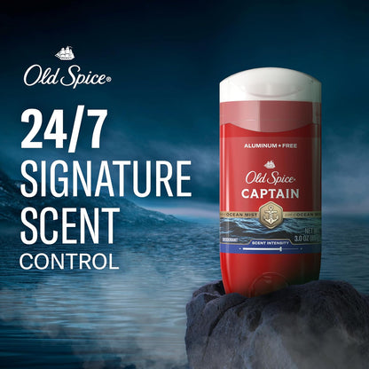 Old Spice Aluminum Free Deodorant for Men, 24/7 Odor Protection & Signature Scent Control, 24/7 Freshness & Lasting Scent, Captain with Bergamot Scent, 3.0 oz (Pack of 2)