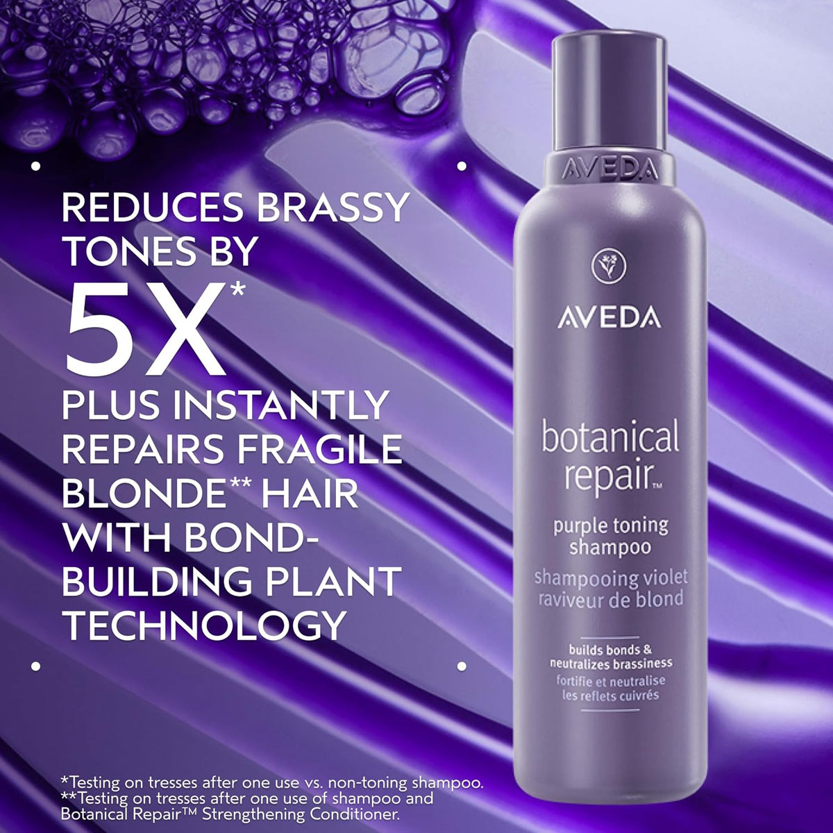 AVEDA Botanical Repair Purple Toning Shampoo | For Blonde, Silver, Grey Hair | Reduces Brassy Tones | Silicone Free | 96% Naturally Derived*, 6.7 fl oz