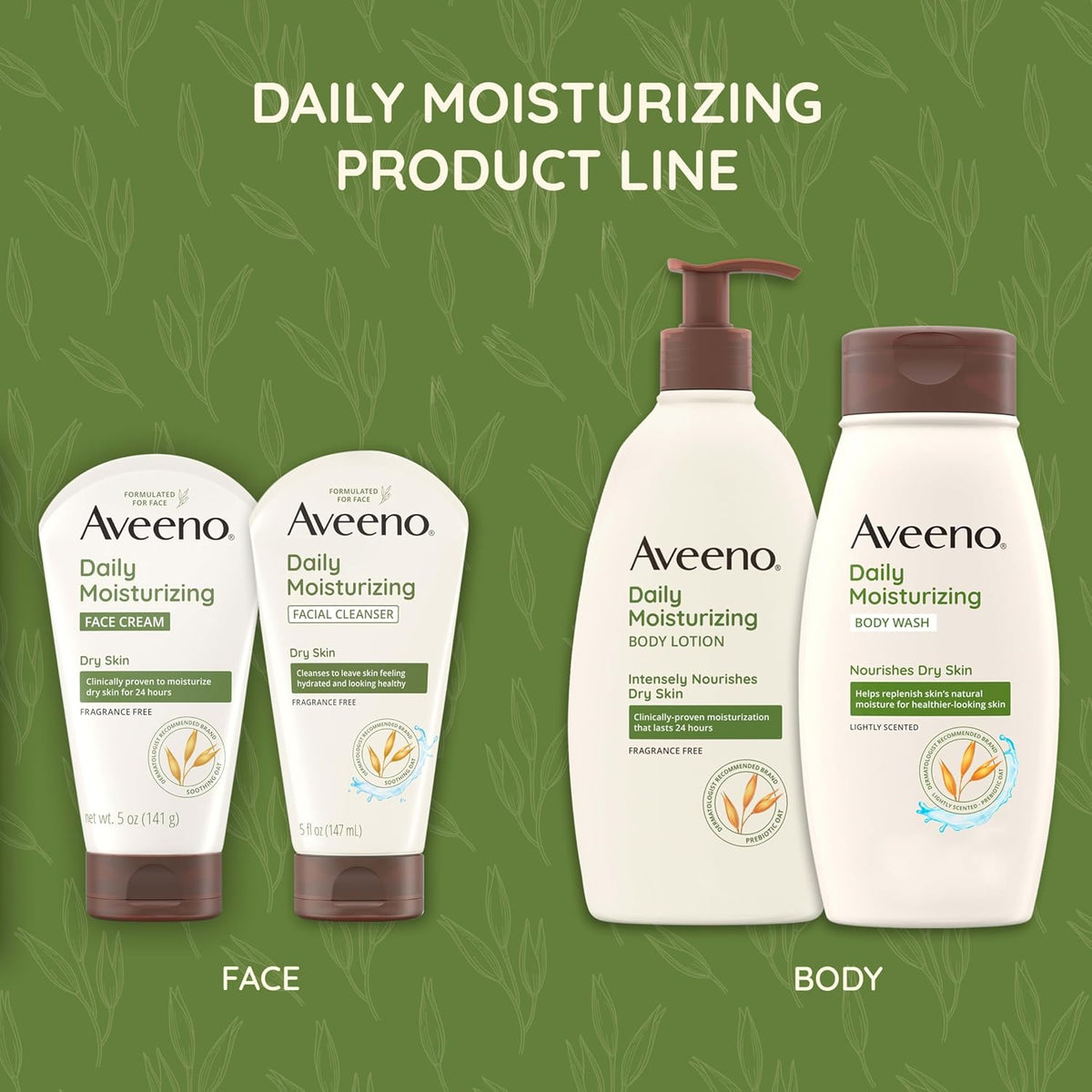 Aveeno Daily Moisturizing Facial Cleanser for Dry Skin,Gentle Face Cleanser with Soothing Oat for Skin that Feels Soft & Supple,Removes Dirt,Oil and Impurities,Fragrance Free,12 FL OZ,(Pack of 2)