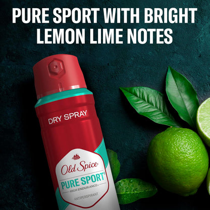 Old Spice Dry Spray Antiperspirant Deodorant for Men, High Endurance, 24/7 Sweat Defense & Odor Protection, 24/7 Freshness & Lasting Scent, Pure Sport Scent, 4.3 oz (Pack of 3)