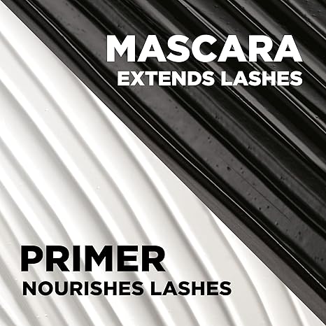 L'Oreal Paris Makeup Double Extend Tubing Mascara, Lengthening 2 Step Mascara, Smudgeproof, Black, Pack of 2