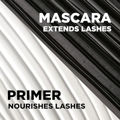 L'Oreal Paris Makeup Double Extend Tubing Mascara, Lengthening 2 Step Mascara, Smudgeproof, Black, Pack of 2