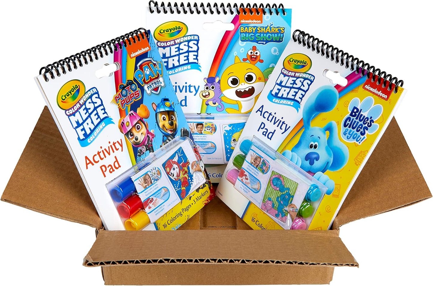 Crayola Nickelodeon Color Wonder Activity Pad Bundle (3pk), Mess Free Coloring Set for Toddlers & Kids, Blue’s Clues, Paw Patrol & Baby Shark, Gift for Kids, 3+