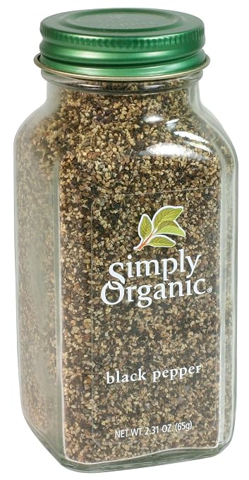 Simply Organic Ground Black_Pepper, Medium Ground_Pepper, Certified Organic, Kosher, Potent_Pepper Taste, 2.31-Ounce Jar (Pack of 5)
