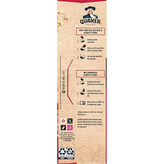 Quaker Immunity Instant Oatmeal, 3 Flavor Variety Pack, Good Source of Vitamins C, D, & Zinc, Whole Grains, No Artificial Flavors, No Colors from Artificial Sources, 1.41 oz Packets, (32 Pack)