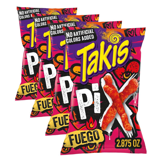 Takis Fuego Pix 2.875 oz Snack Size Bag, Hot Chili Pepper & Lime Flavored Extreme Spicy Snack (Pack of 4)