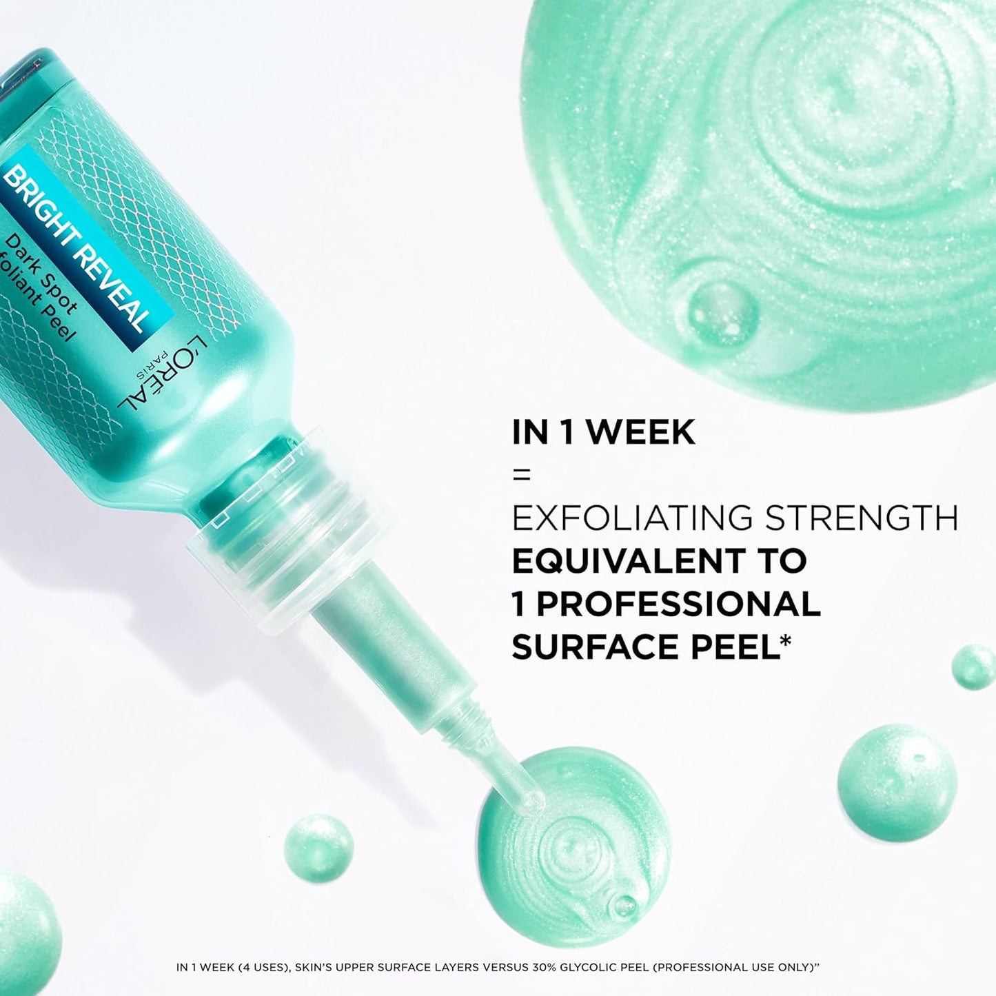 L'Oreal Paris Bright Reveal Dark Spot Exfoliant Peel, 25% AHA BHA PHA Face Exfoliator Solution, Gentle Skincare to Visibly Reduce Dark Spots and Renew Skin Texture, Includes SPF Lotion Sample