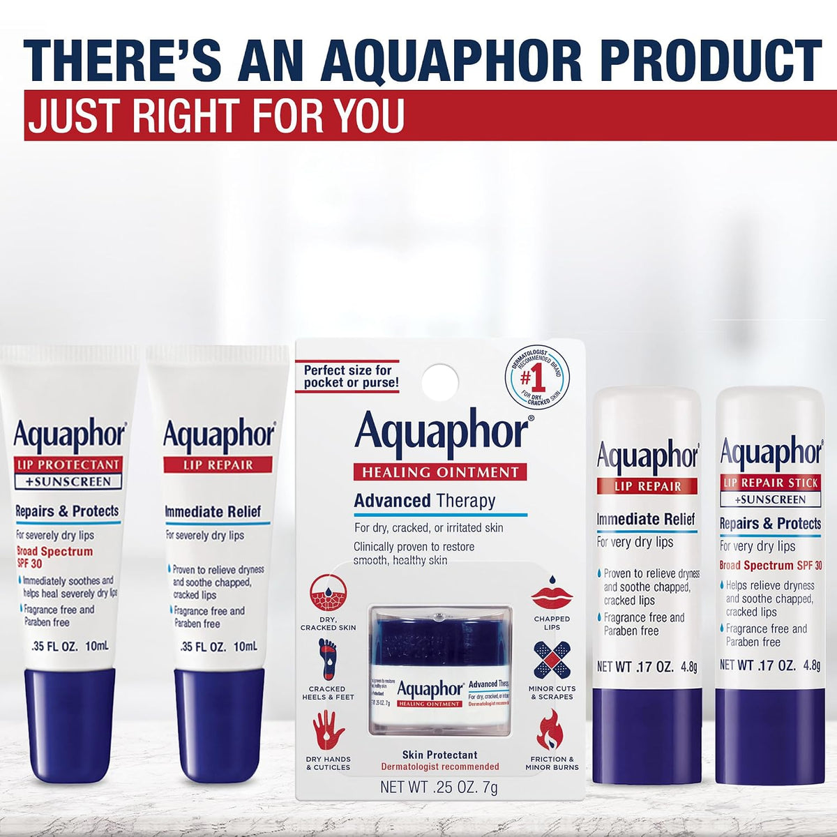 Aquaphor Lip Repair Ointment, Value Pack, 2 x 0.35 FL OZ