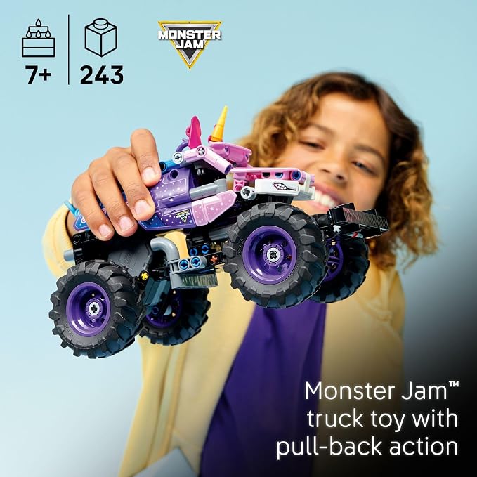 LEGO Technic Monster Jam Sparkle Smash Pull-Back Truck Toy for Boys & Girls - Monster Truck Building Toy W/Pull-Back Racing Action for Kids, Ages 7+ - Gift Idea for Birthdays - 42220