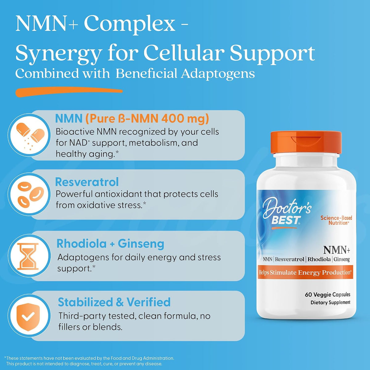 Doctor's Best NMN+ Complex Supplement Capsules, 60 Veg Caps