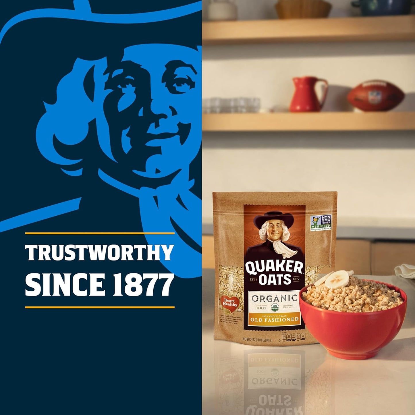 Quaker Gluten Free Old Fashioned Rolled Oats, Non GMO Project Verified, 24oz Resealable Bags (Pack of 4)