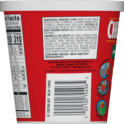 Cheez-It Baked Snack Cheese Crackers in a Cup, White Cheddar, Single Serve, 2.2 oz(Pack of 10)