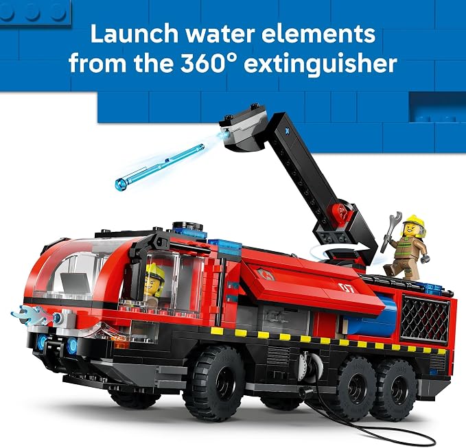 LEGO City Airport Fire Truck Kids Building Toy - Pretend Play Emergency Vehicle for Boys & Girls, Ages 7+ - Fire Engine Toy W/ 4 Firefighter Minifigures - Gift Idea for Birthdays - 60499