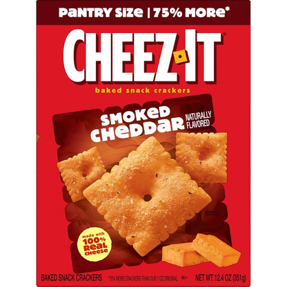 Cheez-It Baked Snack Crackers, Lunch Snacks, Smoked Cheddar, 12.4oz Box (1 Box)