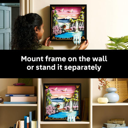 LEGO Art Japanese Cherry Blossom Landscape Building Set for Adults - Room Decoration & Gift for Women & Men, Ages 18+ - Framed Wall Decor, Stand or Hang to Display - 31218