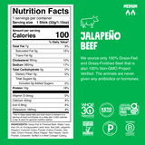 Chomps Grass-Fed And Finished Jalapeño Beef Jerky Snack Sticks (8 Count)